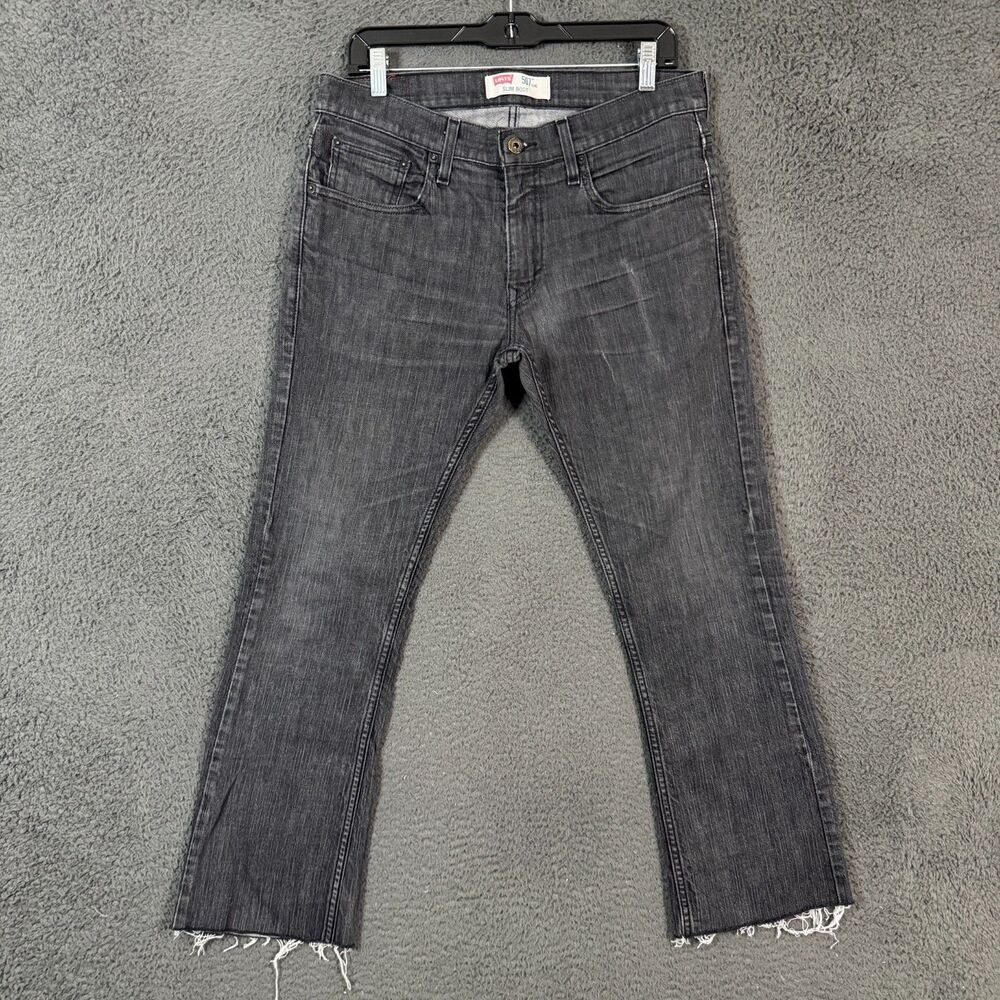 Vtg Levis 507 Jeans Mens 32x32 Black Slim Cropped Bootcut Denim Pants Y2K